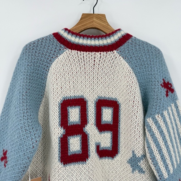 Piper & Scoot The Kirton Sporty Zip-Up Cardigan in Cream Blue Size L - Picture 10 of 11